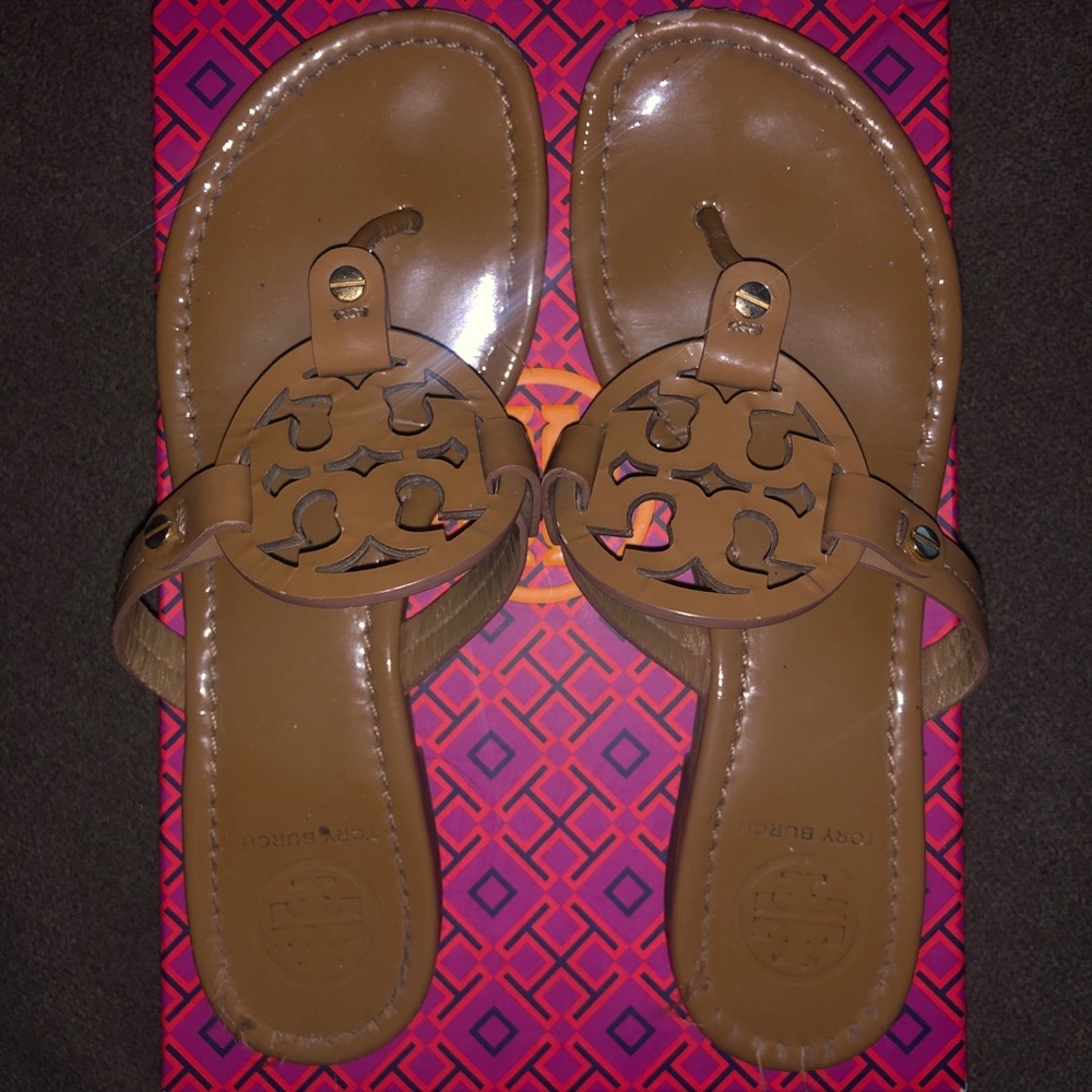 Tory Burch Miller Patent Leather Sandal - Sand